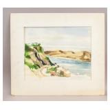 Vintage Watercolor on Paper Signed TR 