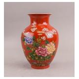 Chinese Red Porcelain Vase w/ Yongzheng Mark