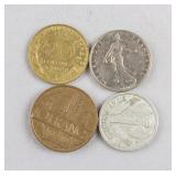 1940s - 80s Vuntage Franch Coins 4pc
