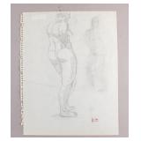 American Pencil on Paper Stamped Atelier Gagnon