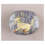 Vintage Hand-painted Paper Mache Trinket Box