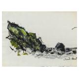 French Gouache on Paper Signed Claude Monet