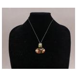 Vintage Brown Amber Carved Pendant