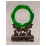Chinese Rich Green Hardstone Carved Bangle