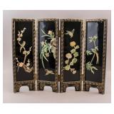 Chinese Black Lacquer Floral Table Screen