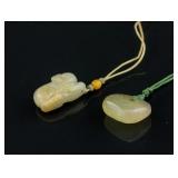 Chinese Hardstone Carved Pendants 2pc