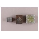 Vintage Wood & Metal Carved Seals 3pc