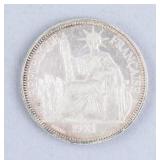 1921 French Indochina 1 Piastre Coin