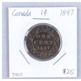 1897 Canada 1 Cent Coin Victoria