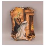 Vintage Watercolor on Pottery Wall Plaque