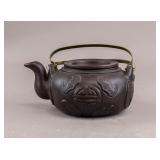 Chinese Dark Zisha Carved  Teapot