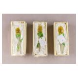 Italian Casa Lorren Crystal Yellow Roses 3pc