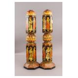 Vintage Indian Wood Carved Carpal Polls 2pc