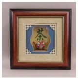Chinese Cloisonne Red Teapot Shadow Box Framed