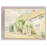 British Vintage Watercolor on Board Unsigned