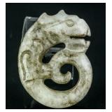 Chinese Old White Jade Carved Dragon Pendant