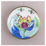 Vintage Brass Encased Porcelain Wall Hanging