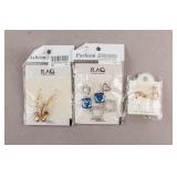 Gold-plated & Silver-plated Gemstone Earrings 3pc