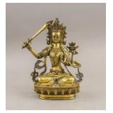 Chinese Gilt Bronze Carved Bodhisattva Sculpture