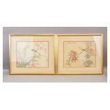 Chinese Watercolor on Silk Signed with Seals 2pc