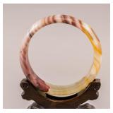 Vintage Multi-Color Agate Carved Bangle