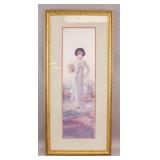 Framed Print on Paper Woman with Flower Basket