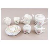 White Porcelain Floral Tea Pot Set 15pc