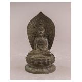 Chinese Fine Bronze Carved Seated Buddha Sculpture