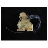 Chinese Han Style Old Jade Carved Lion Pendant