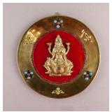 Vintage Brass Gemstones Laxmi Wall Hanging