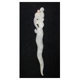 Chinese Old White Jade Carved Hair Pin