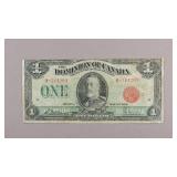 1923 Dominion of Canada $1 Dollar Banknote
