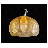 Chinese Yellow Jade Carved Bat Pendant