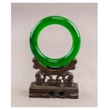 Chinese Fine Green Hardstone Carved Bangle
