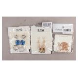 Silver-plated & Gold-plated Gemstones Earrings 3pc