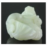 Chinese White Jade Carved Dragon Pendant
