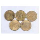 1970s - 90s Hong Kong 50 Cents Coins 5pc