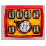 Chinese Jingdezhen Black & Gold Porcelain Tea Set