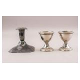 Silver-plated Candle Holder and 2 Egg Cups IANTHE