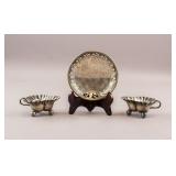 Antique Silver-plated Small Bowls 3pc