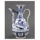 Chinese Yuan Style Blue & White Porcelain Ewer
