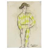 Spanish Watercolor on Paper Signed Pablo Picasso