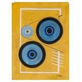 French Tempera on Paper Signed Ivan Puni