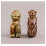 Rare Chinese Antique Jade Carved Sculptures 2pc