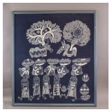 Large Vintage African Lithograph on Silk