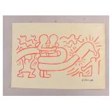 WC on Paper Signed Keith Haring w/Estate Stamp 