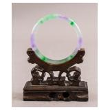 Chinese White Green Purple Hardstone Bangle