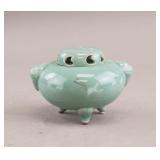 Korean Celadon Porcelain Three Legs Incense Burner