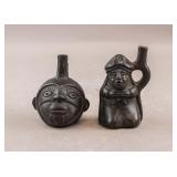 Colombian Pottery Carved Sculptures 2pc