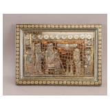 Vintage Brass Embossed King Marquetry Wall Hanging